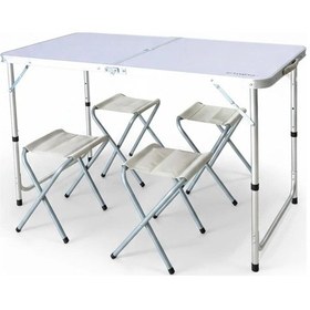 Resim Madfox Nomad Duo Tabureli Katlanır Kamp Masası Seti Beyaz Karışık/Çok Renkli 