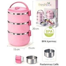 Resim Feyza Design 3 Katlı Sızdırmaz Yemek Termosu, Microdalga Isınabilen Sefer Tası 