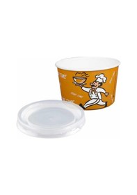Resim Yücecup Kraft Kağıt Şeffaf Kapaklı Çorba Kasesi - 14 Oz - 420 Ml. - 500 Adet / Koli 
