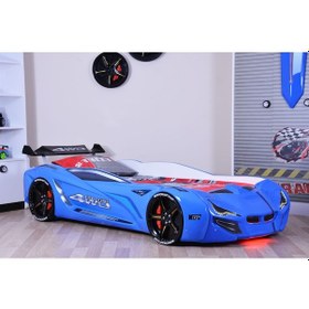 Resim Setaymobilya Arabalı Yatak , Mercedes Mavi , Uzaktan Kumandalı , Sesli 