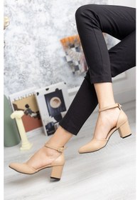 Resim GİMER - 7 Punt Karnıyarık Nut Cilt Stiletto - MZ111901G Bej 