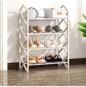 Resim Monyee 4 Katlı Modern Ayakkabı Rafı, Çelik Ve Polipropilen, 42x58x58 Cm, Kolay Montaj, Ev/ofis/market Uygun Beyaz 