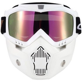 Resim Vkemall Açık Yüz Kask Motokros Kayak Snowboard İçin Mortorcycle Maskesi Çıkarılabilir Gö Beyaz 