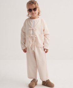 Resim Unisex Çocuk Dökümlü Pamuklu Beli Lastikli Pantolon Kemik - 1-2 Yaş 