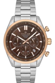 Resim Nacar SAFİR CAM SPOR GÜMÜŞ ERKEK KOL SAATİ NC34-290713-EKM 
