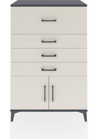 Resim Hyperion Dolap 4 Çekmeceli 2 Kapaklı 88x44x134 Antrasit-aytaşı Antrasit 