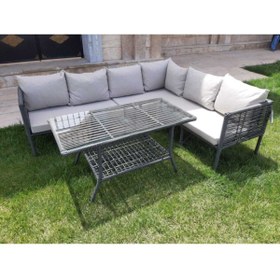 Resim GUNBO OUTDOOR Rattan Bodrum Köşe Koltuk Takımı Taş Rengi 