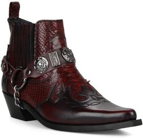 Resim Bordo Deri Kadın Kovboy Bot 