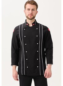 Resim Hispanica Şef Aşçı Ceketi - Profesyonel, Şık Ve Dayanıklı Mutfak Ceketi Siyah-beyaz 