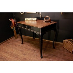 Resim Wooding 120 Cm Masif Ceviz Siyah Oymalı Çalışma Masası 
