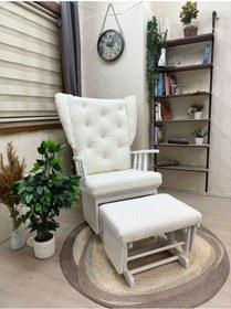 Resim Asedia Mama Puflu Lake Teddy Krem Minderli Sallanan Emzirme Koltuğu 