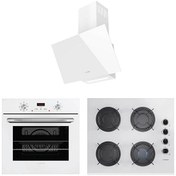 Resim LANOVA White 3207W01 - G16400-202 - 3220W6 Beyaz Cam Ankastre Set 