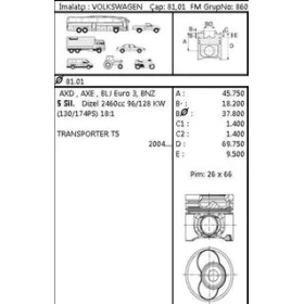 Resim Goetze 87-72180-STD Piston Segman Std Transporter T5 2.5 Tdı Axd Axe 3. 4. 5. Silindir 81.00MM 