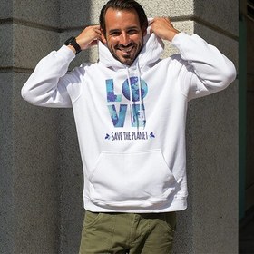 Resim Save The Planet Tasarımlı Kapşonlu Sweatshirt 