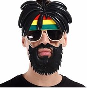 Resim artlab Art Rasta Peruklu Rasta Sakallı Bob Marley Bıyıklı Parti Gözlüğü 27X18 Cm Lab 