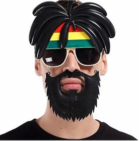 Resim artlab Art Rasta Peruklu Rasta Sakallı Bob Marley Bıyıklı Parti Gözlüğü 27X18 Cm Lab 