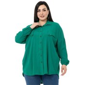 Resim Büyük Beden Cep Kapağı Detaylı Kol Ağzı Lastikli Yeşil Gömlek-yeşil Yeşil 