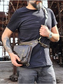 Resim Crow'sRoom Handmade Deri Bel Ve Bacak Çantası Kapaklı Model 