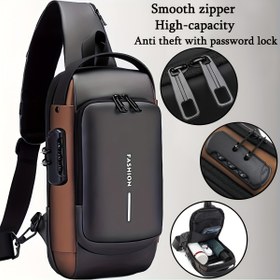 Resim Moda Anti-Theft Şifre Kilidi Crossbody Çantası - Ayarlanabilir Askılı Yüksek Kapasiteli Naylon Sırt Çantası, Çoklu Bölümler ve Güvenli Fermuar Kapanışı ile İşe, Seyahat, Yürüyüş, Seyahat Sırt Çantası için Güvenli Fermuar Kapanışı 