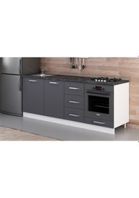 Resim Minar 215 Cm Mutfak Dolabı Beyaz Antrasit 215-A3-Alt Modül Beyaz 