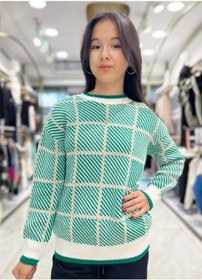 Resim Minimoda Kids Kare Desenli Kız Kazak 