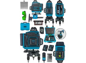 Resim Daflong Şarjlı Çift Akülü Profesyonel 4 Köşe 4×360 16 Satır Yeşil Çizgi Lazer Hizalama-Mvı 