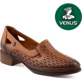 Resim Venüs Vela Hakiki Deri Comfort Ortopedik Kadın Kısa Topuklu Ayakkabı Taba 