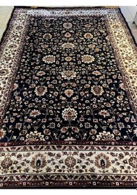 Resim Asaryün Halı Ipek H5500l Lacivert İpeksi Geleneksel Renkli Göbekli Klasik Desen Salon Halısı Modern Lacivert 