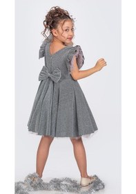 Resim Mnk Baby & Kids Simli Şanzelize Kız Çocuk Abiye Elbise M00669 Gri 