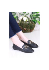 Resim Fort 42307 Toka Detaylı Şık Rahat Kut Burun Kadın Babet Sıyah 