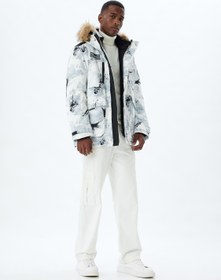 Resim Fermuarlı Etiket Detaylı Cepli Su İtici Suni Kürklü Kapşonlu Kayak Montu 