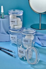 Resim FBZhome 4'lü Dekoratif Kulak Pamuğu & Pamuk & Makyaj Pamuğu & Diş Ipi Saklama Kutusu 400 Ml Akrilik Set 