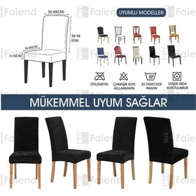 Resim Kaliteli Likralı Kadife Sandalye Örtüsü Sandalye Kılıfı Mutfak Sandalye Örtüsü Sandalye Koruma Tekli Siyah 