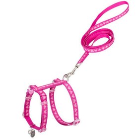 Resim Duraflex Tokalı, Dayanıklı Pembe Kedi Göğüs Tasması ve Kayışı 