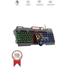 Resim Torima TMK-06 Oyun Klavye Ve Mouse Seti Kablolu RGB Işıklı Siyah Ergonomik Tasarım 
