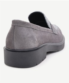Resim Yargıcı Keçe Detaylı Deri Loafer Gri 