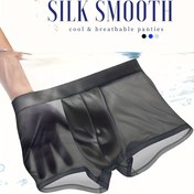 Resim Erkekler için yumuşak ve kaygan boksör şortları, 1 adet, serin ve nefes alabilen polyester %92 spandex %8 iç çamaşırı, orta esneklik, düz renk, örgü kumaş, 125 gsm - Rahat fit 