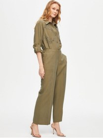 Resim Faik Sönmez Wide Leg Fit Liyoselli Pantolon 69469 U6946954 Haki 