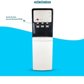 Resim Pompalı Sıcak Soğuk Ilık 3 Musluklu Arıtmalı Su Sebili - Beyaz Si 