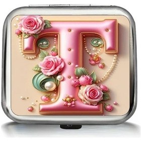 Resim Xuweiwei T Compact & Şık Mini Metal Küllük Kapaklı Pembe Gül & Yazı Desenli Seyahat & Outdoor Kullanım İçin 