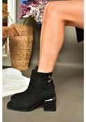 Resim Fox Shoes R241466502 Siyah Süet Kalın Tabanlı Kadın Bot Siyah 