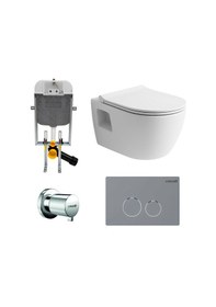 Resim Turavit Rondo Kanallı Beyaz Asma Klozet Rnd5508, Nkp Yavaş Kapak, Creavit Terra Gömme Rezervuar Set Diğer 