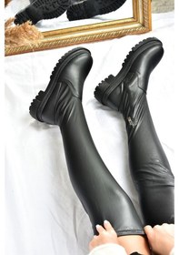 Resim Fox Shoes Siyah Streç Diz Üstü Kadın Çizme L670125309 