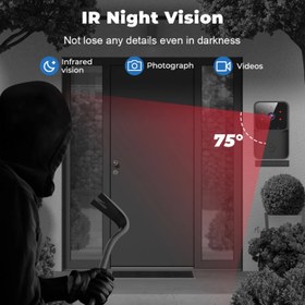 Resim Siyah Kameralı Akıllı Kapı Zili Kamera Sistemli Mini Doorbell Görüntülü Kapı Zili Hareket Sensörlü Gece Görüşlü Ev Ofis Güvenlik Şarjlı Kapı Zili 