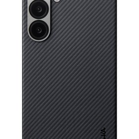 Resim Ultra Slim Galaxy S25 Kılıf Magsafe Uyumlu 600D Aramid Fiber Black-Grey Twill 