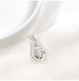 Resim Boks Eldiveni Gümüş Kolye Ucu 2 Cm Beyaz 