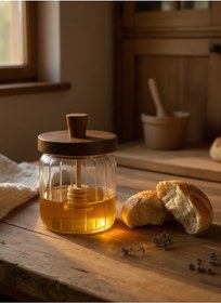 Resim Akayev Akasya Kaşıklı Bal Kavanozu 430 Ml Kahverengi 