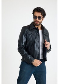 Resim Franko Armondi Jean Model Reguler Erkek Deri Ceket E20-k-899-y Siyah 