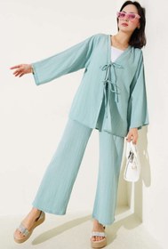 Resim VOLT CLOTHİNG Kadın Önü Bağlamalı Kimono İkili Takım 