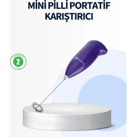 Resim K-yonlineticaret Mini Pilli Portatif Karıştırıcı – Cappuccino Latte Frappe ve Kahve Köpürtü - KY002K-6PPJZ 